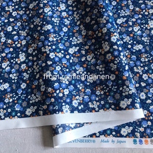 Tessuto di cotone giapponese, Sevenberry, tessuto di cotone con stampa floreale in miniatura di campagna, mezzo metro per 44 pollici di larghezza