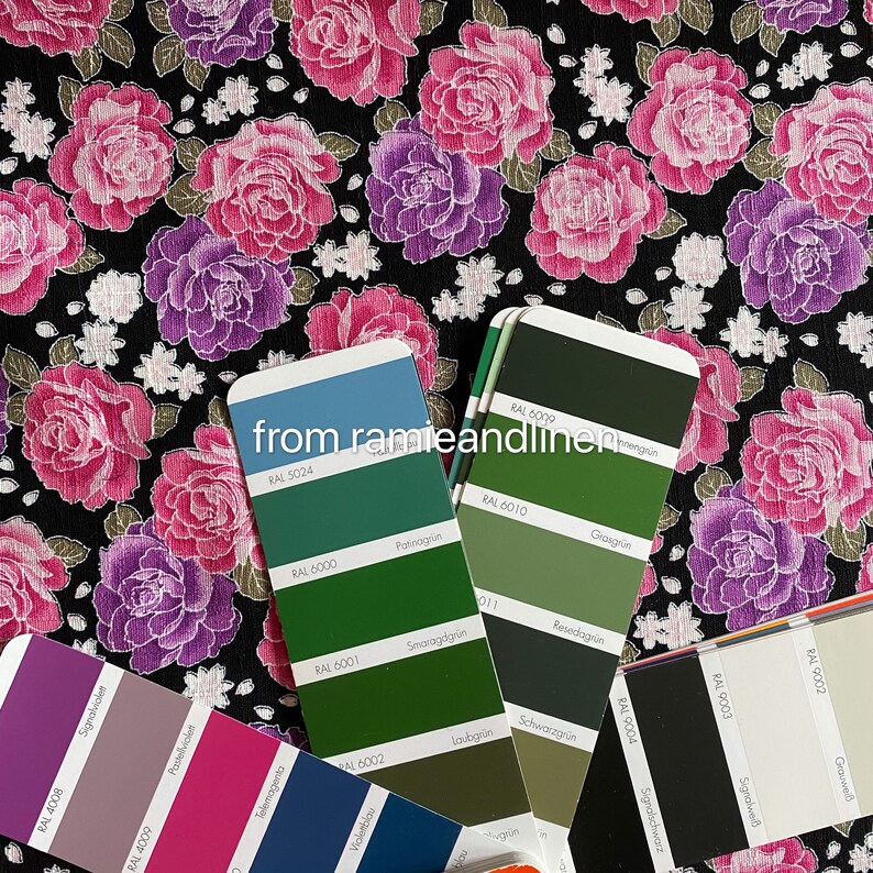 Japanese cotton fabric, floral print slub texture cotton fabric, fat quarter, 18 by 22 image 4