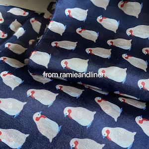 silk fabric, Silk chiffon penguins print Fabric, half yard by 55&quot; wide