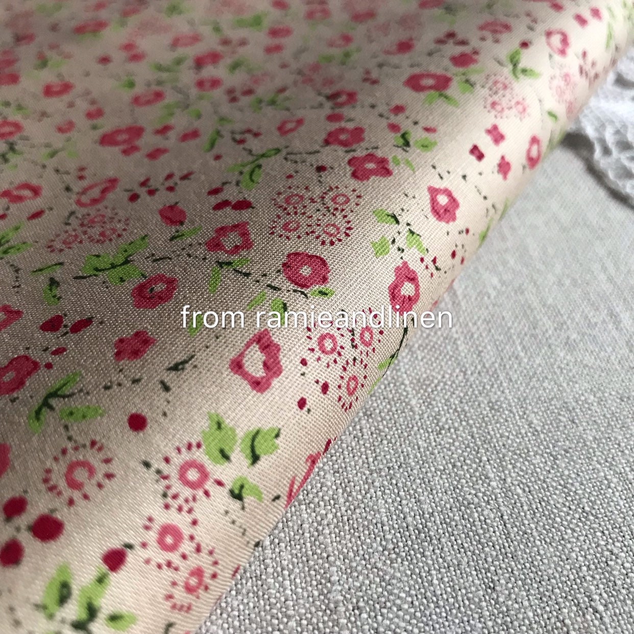 Japanese Fabric, Mini Floral Print Fine Cotton Fabric, Half Yard by 42 ...