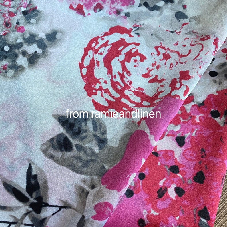 silk fabric, Chinese ink painting silk cotton blend Silk cotton satin fabric, half yard by 44 wide image 2