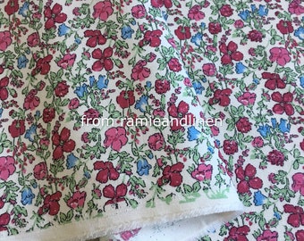 japanese fabric,  floral print fine cotton corduroy fabric, half yard by 58" wide