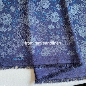 Japanese traditional crepe fabric, chrysanthemums print chirimen kimono fabric, 27&quot; long by 47&quot; wide, remnant