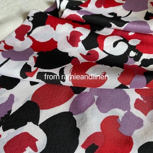 Silk fabric,  abstract floral print silk crepe de chine, pure silk fabric, dress fabric, half yard by 44&quot; wide