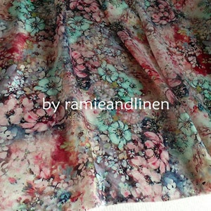 Digital Printing Silk fabric, 100% silk crepe satin fabric, floral print Silk Charmeuse Fabric, fat quarter,  18" by 22" wide