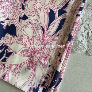 Silk Fabric, Line Drawing Floral Print Silk Cotton Blend Fabric, Dress ...