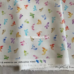 imported cotton fabric, mini colorful peace pigeons print cotton fabric, half yard by 45&quot; wide