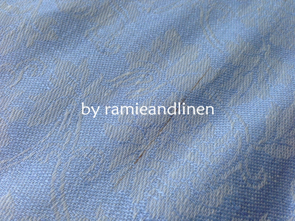 Linen Fabric Yarn Dyed Blue Floral Jacquard Pure Linen - Etsy