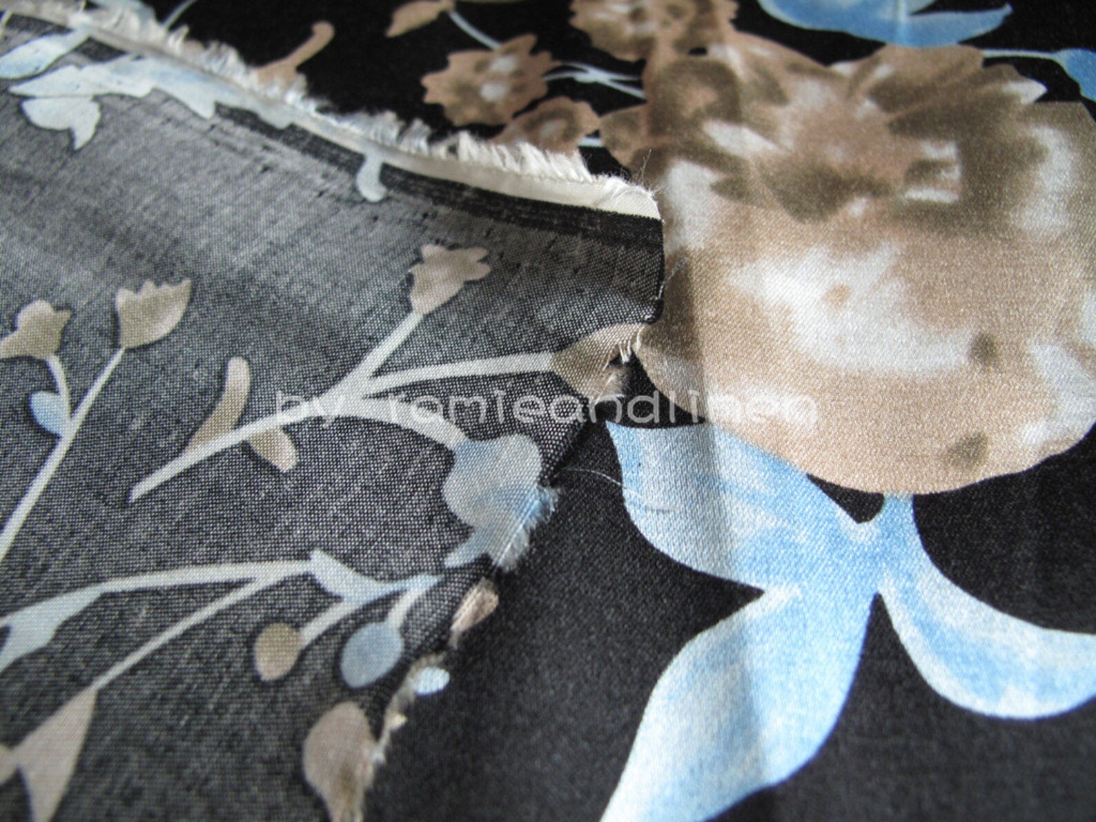 Silk Fabric Flower Print Silk Cotton Blend Charmeuse Fabric Etsy