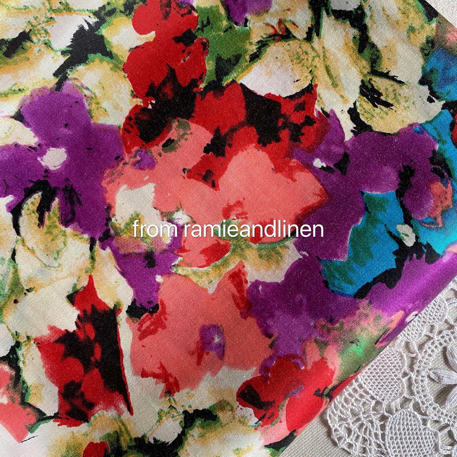 Silk Fabric Floral Print Silk Cotton Blend Silk Cotton Satin Etsy