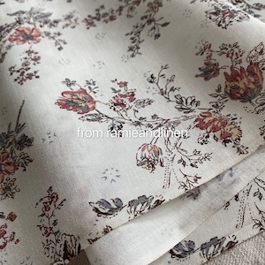 Tela japonesa de algodón ligero con estampado de ramitas florales campestres, 1/2 yarda por 40 pulgadas de ancho.