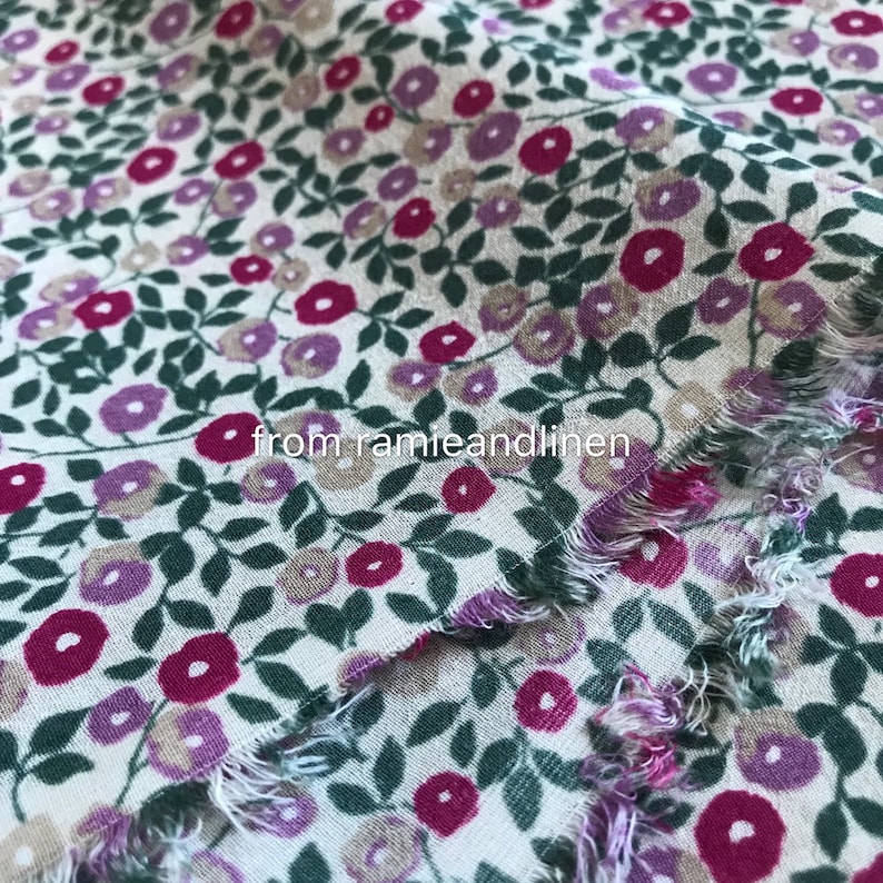 Japanese Cotton Fabric, Mini Floral and Leaves Print Cotton Crepe ...