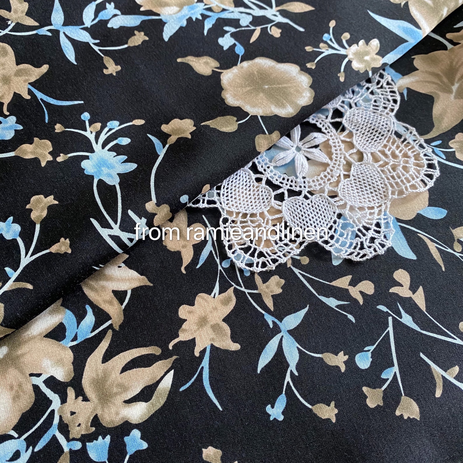 Silk Fabric Flower Print Silk Cotton Blend Charmeuse Fabric Etsy