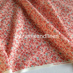 kokka Japanese mini floral print cotton fabric, red, made in Japan, half yard by 43" wide
