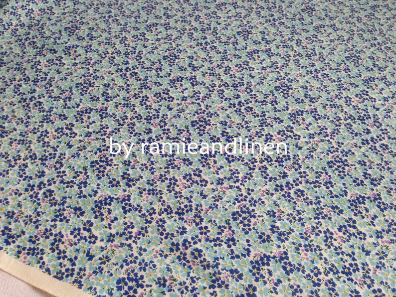 kokka Japanese mini floral print cotton fabric, blue, made in Japan, half yard by 43 wide image 6