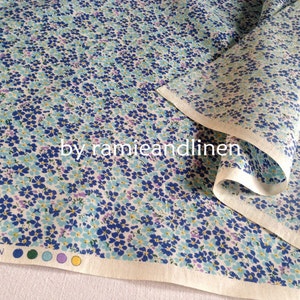 kokka Japanese mini floral print cotton fabric, blue, made in Japan, half yard by 43 wide image 9