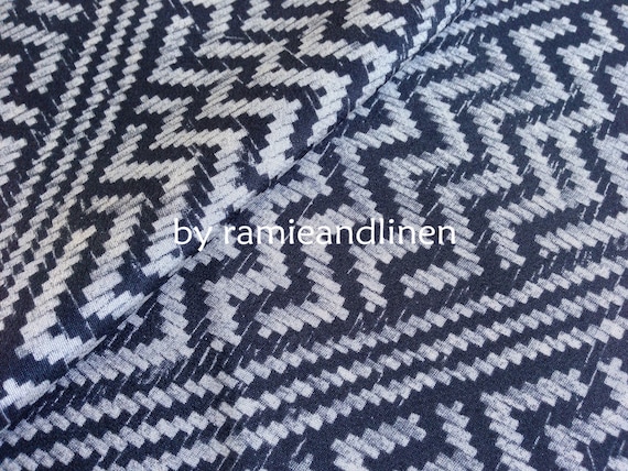 Silk fabric, vintage zigzag print crepe de chine silk fabric, pure silk fabric, dress fabric, half yard by 45" wide