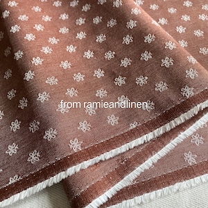 Japanese fabric, yarn dyed flower jacquard weaved chambray/oxford cotton fabric, half yard by 48&quot; wide