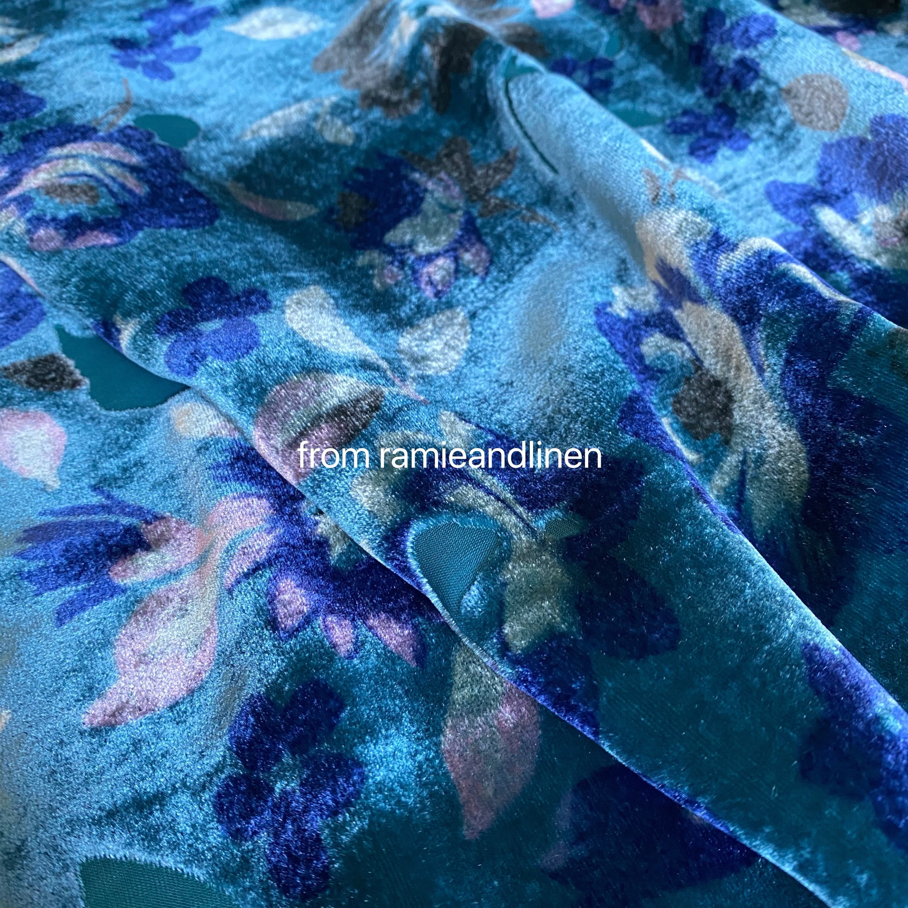 Silk Fabric Floral Print Burnout Silk Velvet Fabric Half - Etsy