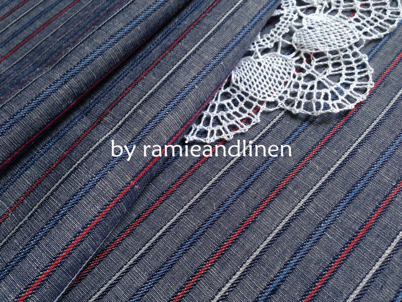 Cotton and Polyester Woven - Denim Tactile Chalk Stripes - British Imported