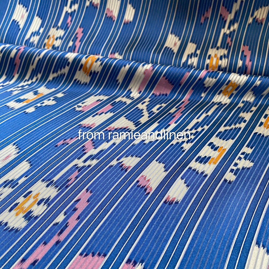 Silk Fabric Silk Twill Fabric Stripes Pattern Print Mulberry Etsy