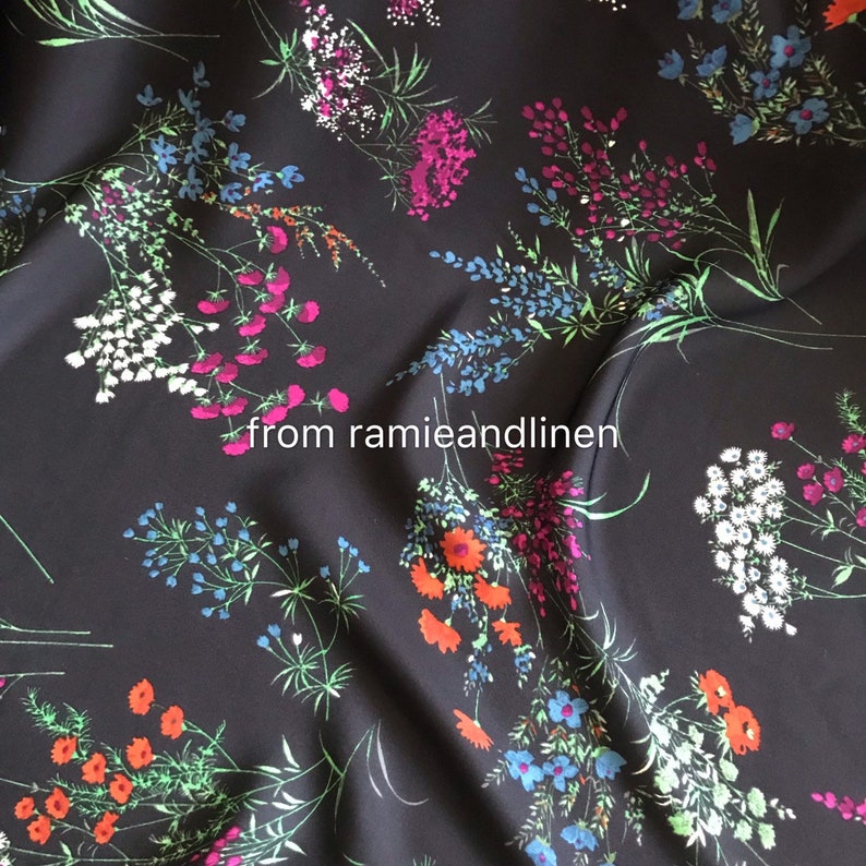 silk rayon blend fabric doublefancy crepe georgette last piece 54 by 54 wide blurry floral bouquet print drapes well