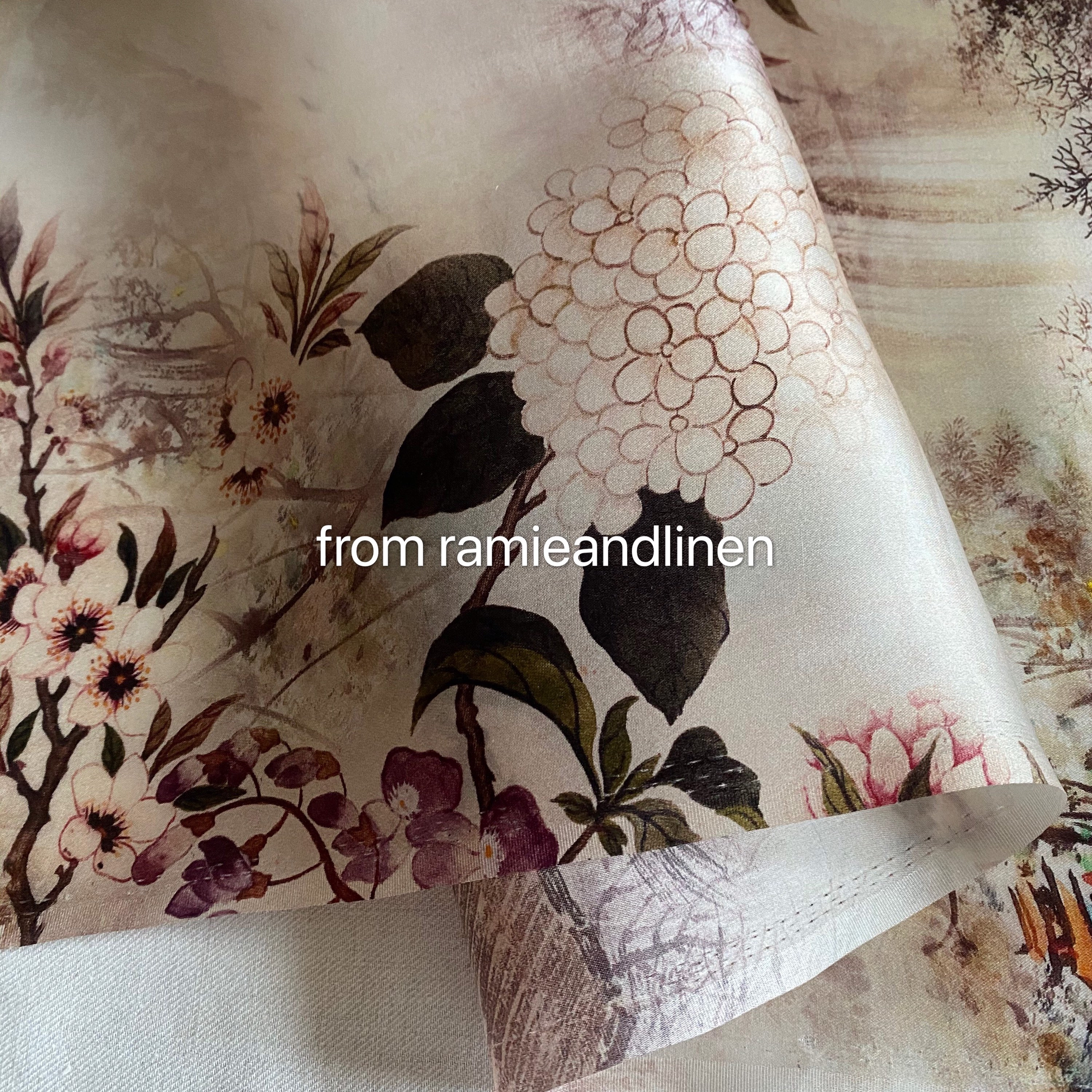 Silk Fabric, Digital Print Chinese Traditional Shangri-la