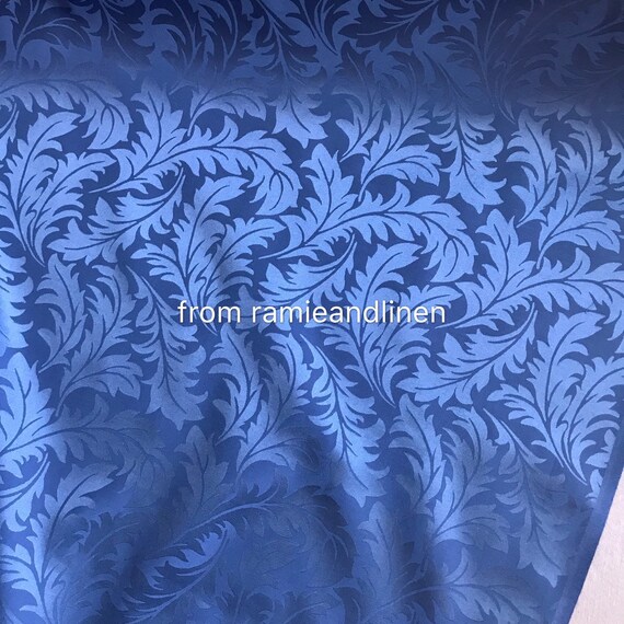 Silk Fabric, Blue Leaves Brocade/ Jacquard Weave Silk Cotton