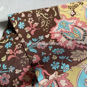 Seidenstoff, Blumendruck Seiden-Leinen-Mischgewebe, 120 x 110 cm Breite