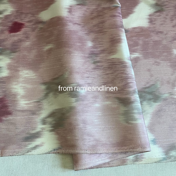 Silk fabric, abstractive pink Ikat pattern floral print silk taffeta fabric, half yard by 46" wide