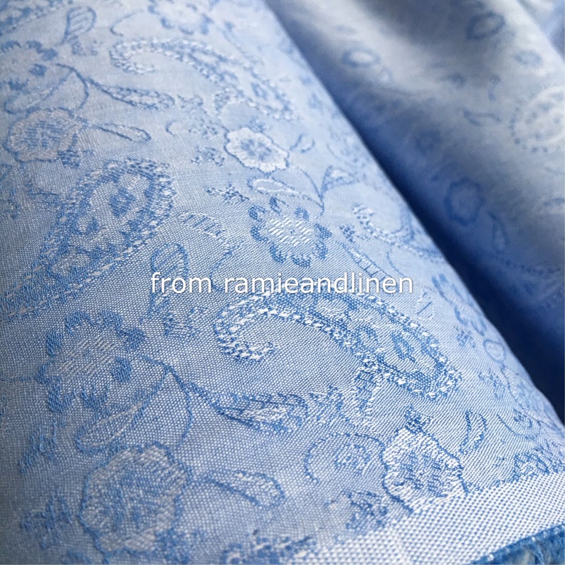 Japanese Cotton Fabric Paisley Floral Jacquard Blue Cotton Etsy