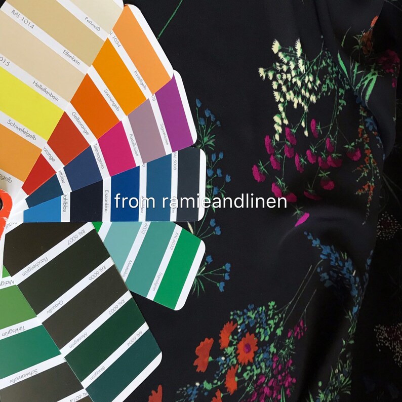 silk rayon blend fabric doublefancy crepe georgette last piece 54 by 54 wide blurry floral bouquet print drapes well