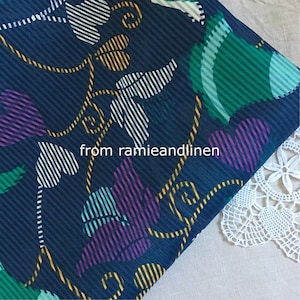 Japanese cotton fabric, floral print stripes jacquard weaved fine cotton fabric, half yard by 55&quot; wide