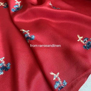 Silk fabric, handdrawing style little flower bouquets print, silk crepe de chine fabric, half yard by 54&quot; wide
