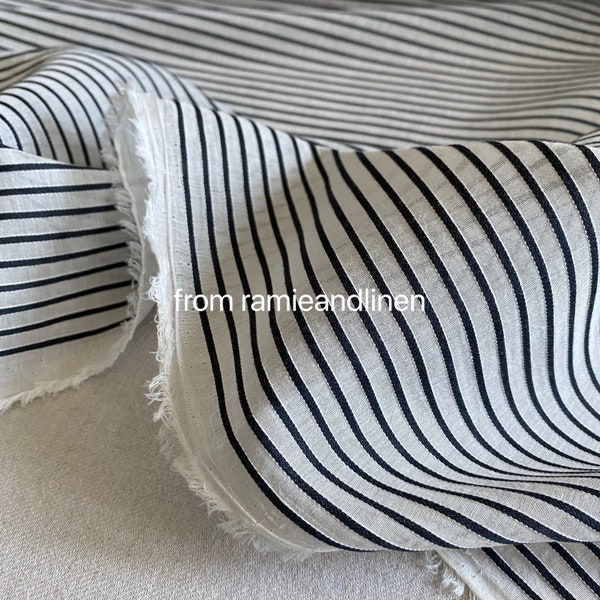 silk fabric, yarn dyed black stripes weaved silk cotton blend fabric, half yard by 45" wide