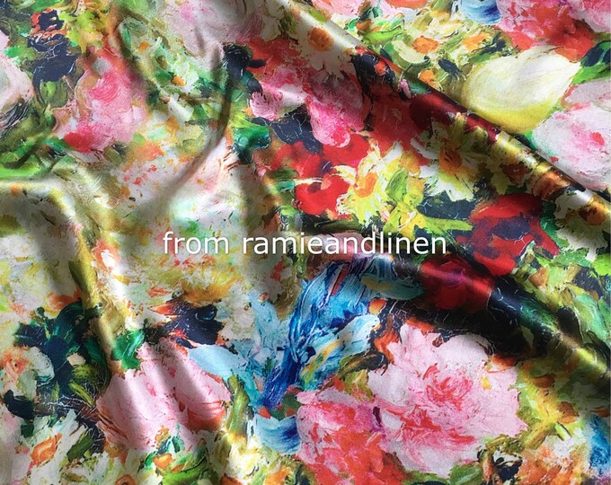Digital Printing Silk Fabric 100 Silk Crepe Satin Fabric Etsy