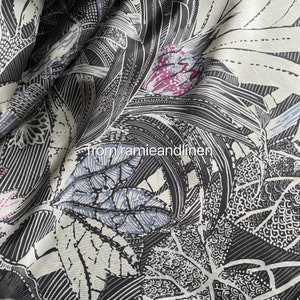 silk fabric,  floral garden pattern print silk twill fabric, half yard by 56&quot; wide