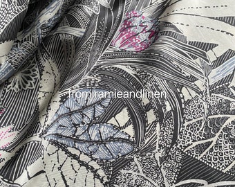 silk fabric,  floral garden pattern print silk twill fabric, half yard by 56" wide