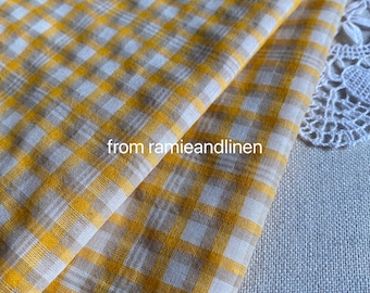 cotton fabric,  yellow yarn dyed classic checked/plaid cotton blend fabric, half yard by 58" wide