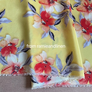 Silk fabric, digital print, water color flowers print, silk crepe de chine fabric, half yard by 54&quot; wide