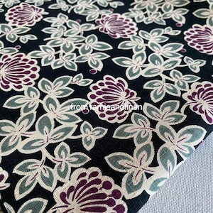 Japanese cotton fabric, floral print slub texture cotton fabric, Upholstery Fabric, Fat Quarter, 18" by 22"