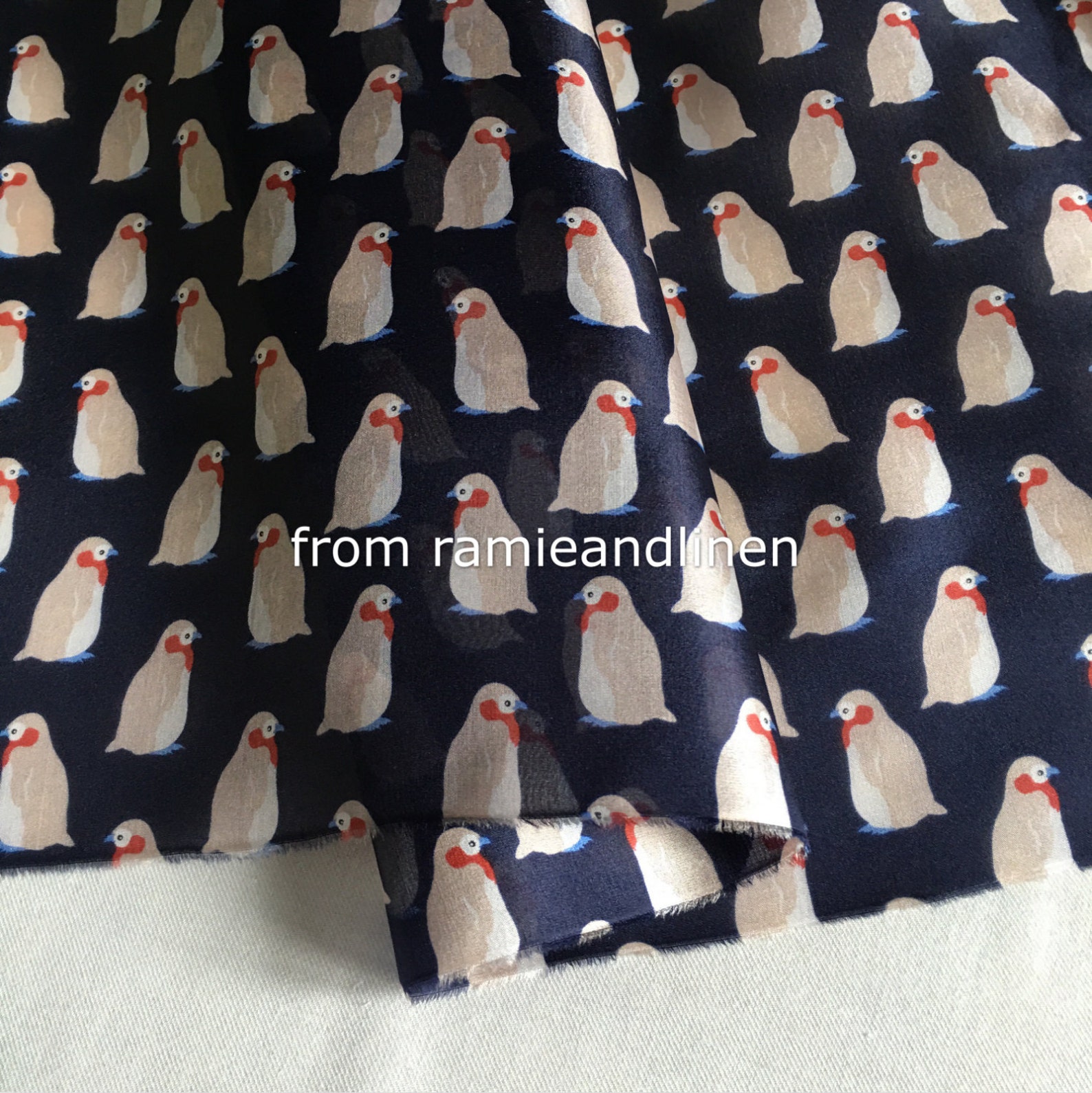 Silk Fabric Silk Chiffon Penguins Print Fabric Half Yard by - Etsy