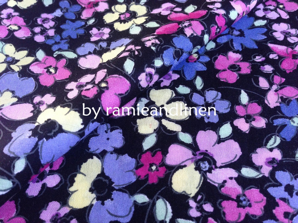 Japanese Made Cotton Rayon Blend Fabric Floral Print Cotton Etsy