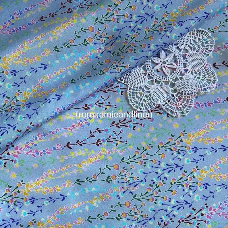 Silk fabric, colorful little spring branches print, silk cotton blend fabric, soft and smooth, half yard by 53" wide image 10