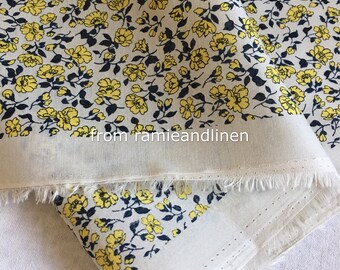 japanese fabric, mini yellow flowers print fine cotton fabric, half yard by 44" wide