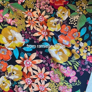 silk fabric, Digital Print, silk crepe satin, colorful floral print elastic Silk Charmeuse Fabric, half yard by 52&quot; wide