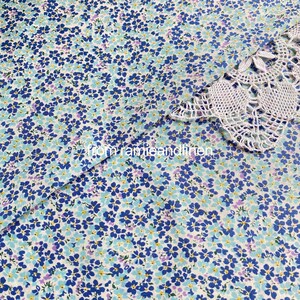 kokka Japanese mini floral print cotton fabric, blue, made in Japan, half yard by 43 wide image 5