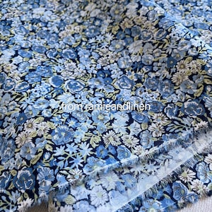 LIBERTY cotton fabric,  Tana Lawn, blue mini floral print fine silky cotton fabric, half yard by 55&quot; wide