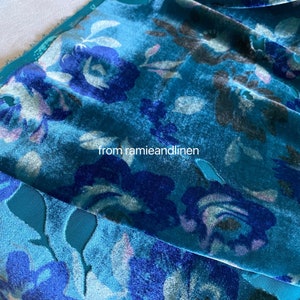 silk fabric, floral print burnout silk velvet fabric, half yard by 45&quot; wide