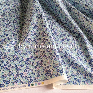 kokka Japanese mini floral print cotton fabric, blue, made in Japan, half yard by 43 wide image 10